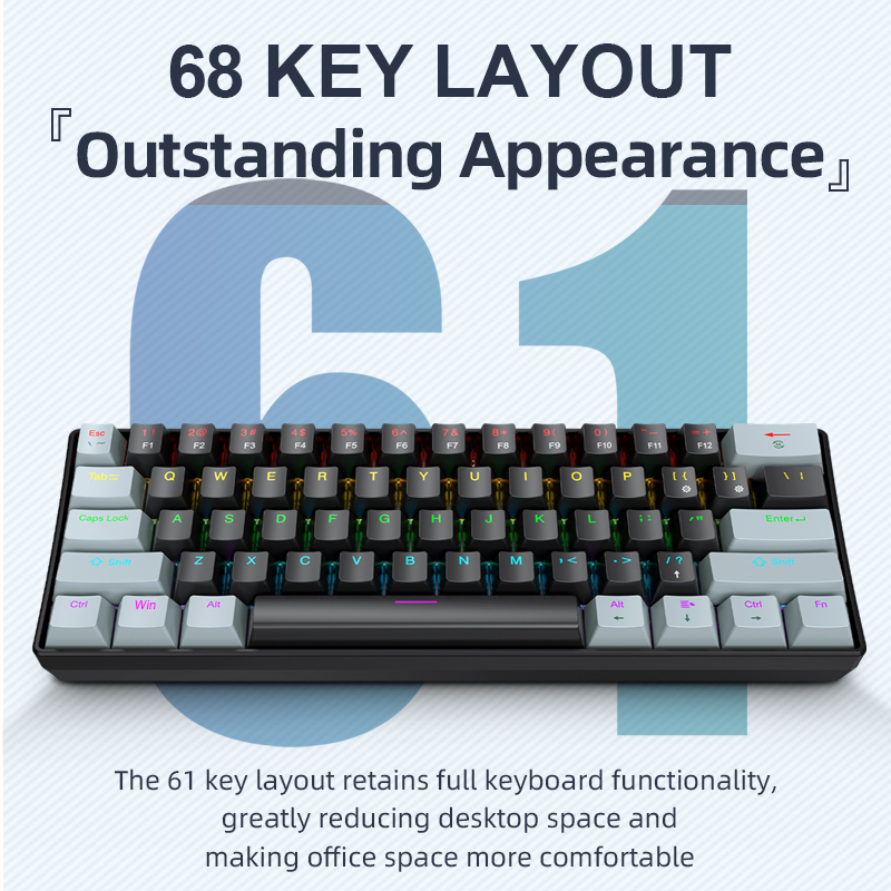 Keyboard Gaming Blue Switch - لوحة مفاتيح ميكانيكية صغيرة من APAYADO