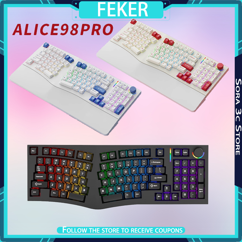 Gaming Keyboard Hot Swappable - FEKER Alice98pro لوحة المفاتيح الميكانيكية الغريبة