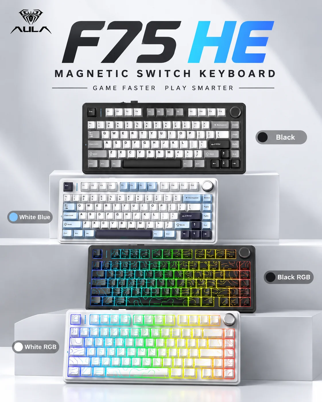 Gaming Keyboard No Rgb - لوحة مفاتيح AULA F75 HE المغناطيسية