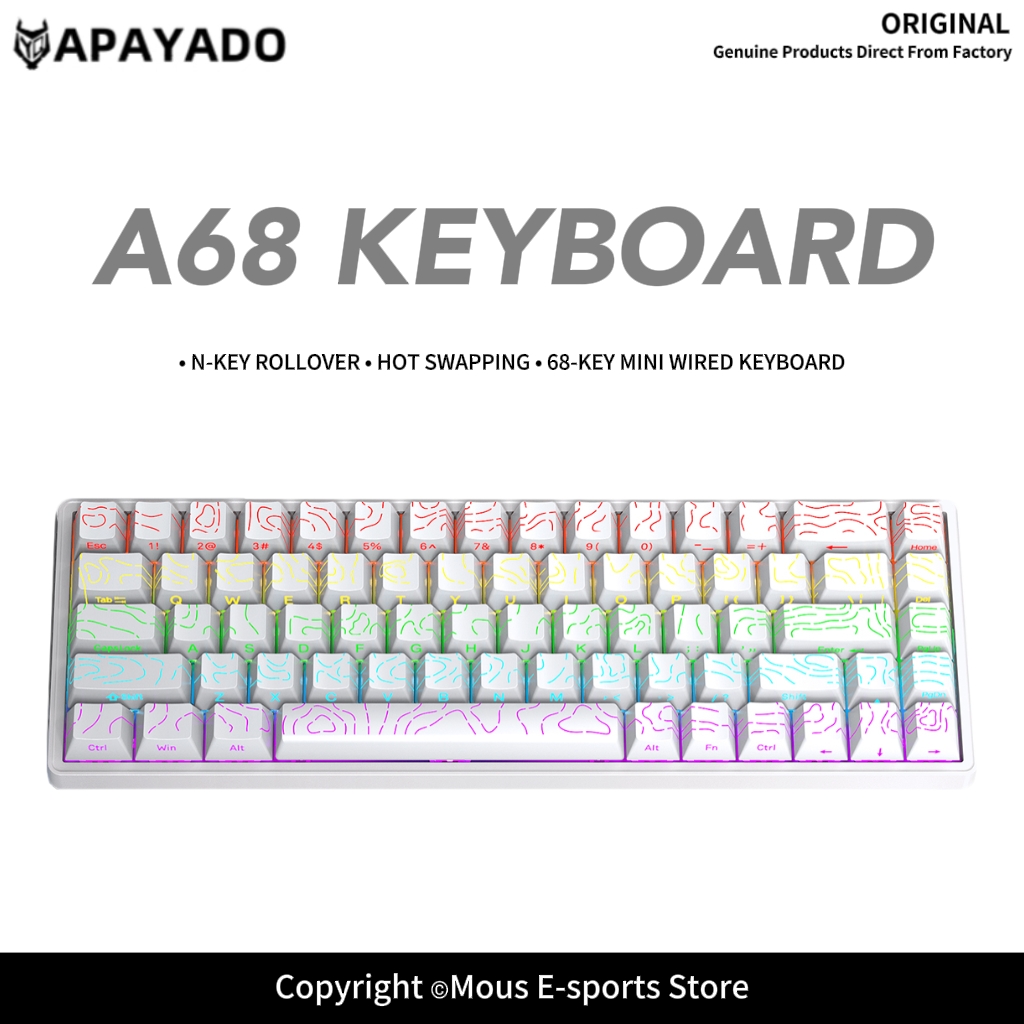 Keyboard Gaming Blue Switch - لوحة مفاتيح ميكانيكية سلكية APAYADO A68