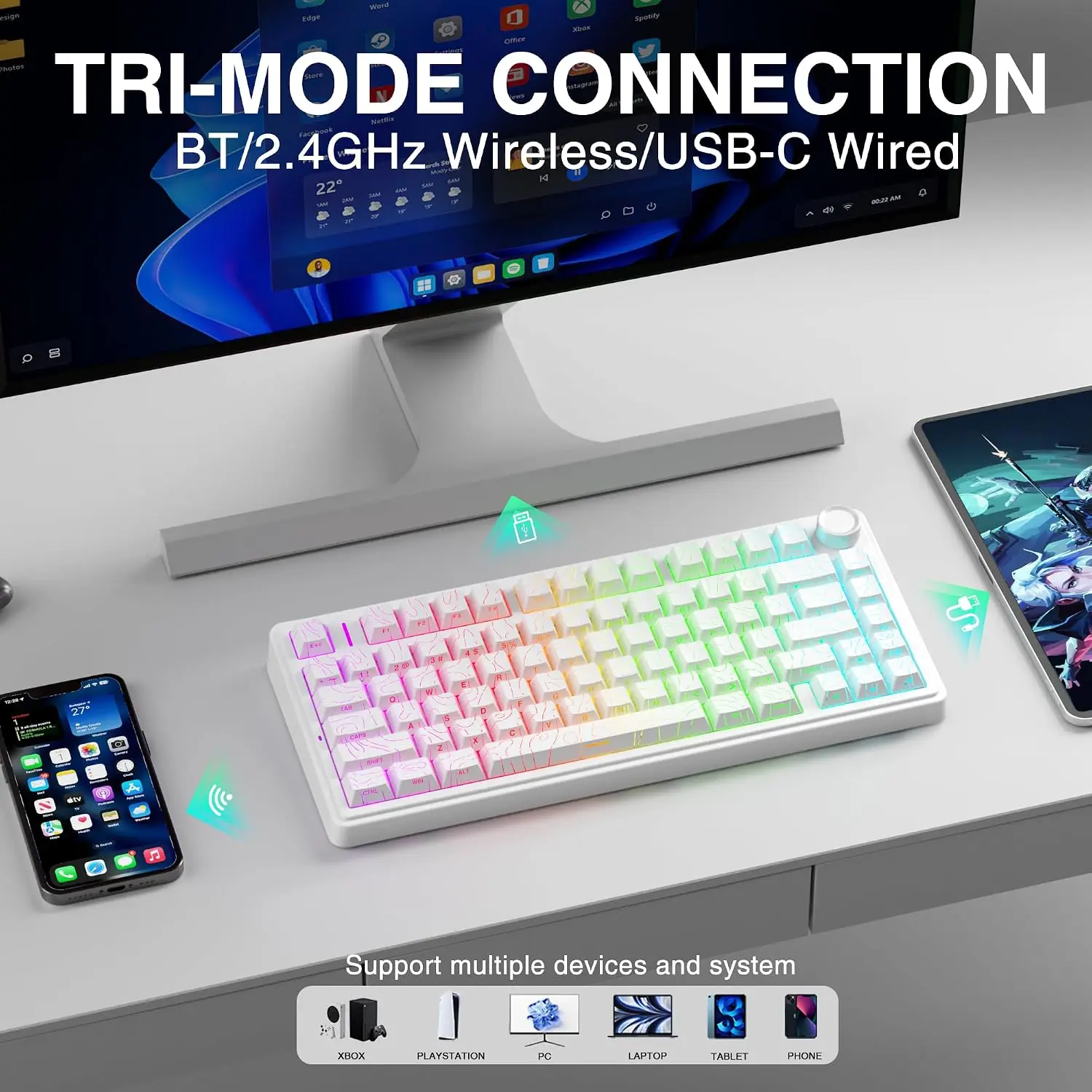لوحة مفاتيح AULA F75 HE المغنا - مراجعة Gaming Keyboard No Rgb وسعره